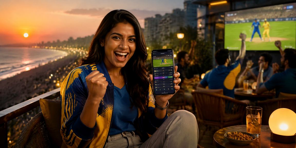 Young man placing live cricket bets in Chennai on mobile