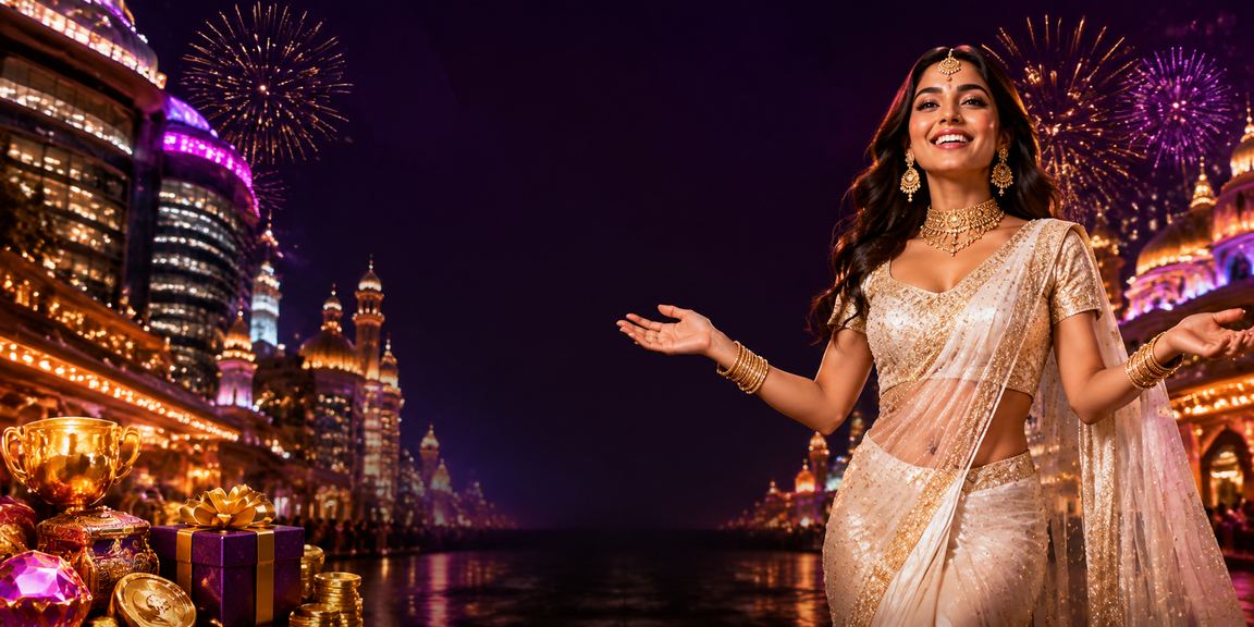 Indian player enjoying Rummy on mobile in vibrant setting