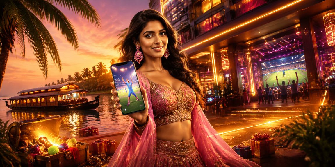 Calm Kerala backwaters with Bollywood casino app theme