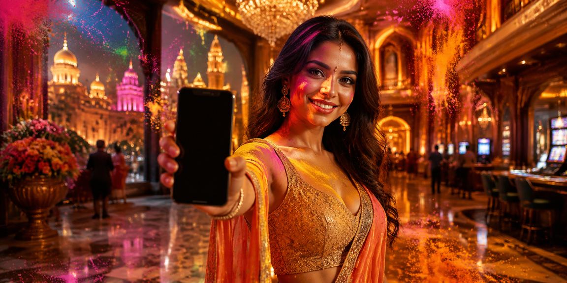 Mobile casino betting during Holi festival in Lucknow